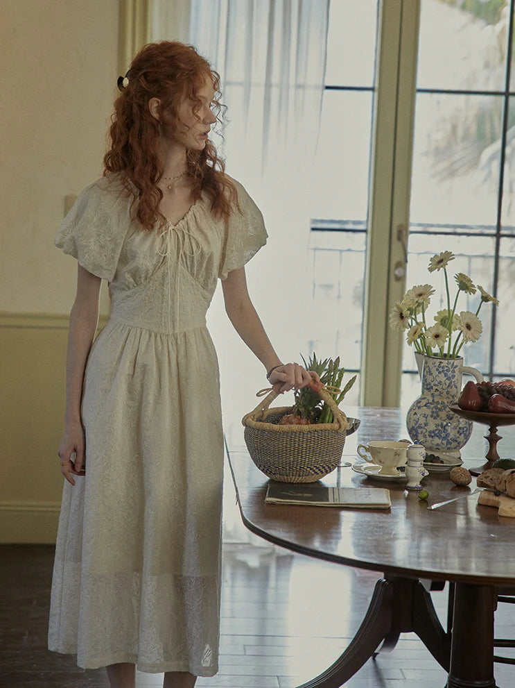 Enchanted Embroidered Puff Sleeve Dress