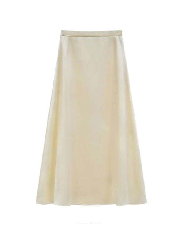 Ivory Ruffle Top & Satin Flare Skirt
