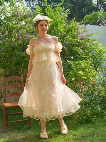 Pearl Ribbon Tulle Skirt