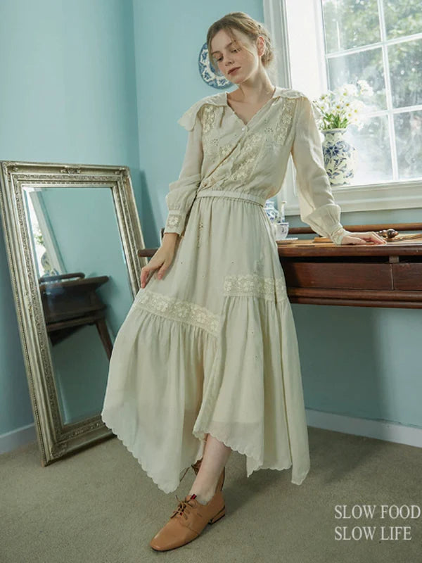 Autumn's Serene Verse Dress