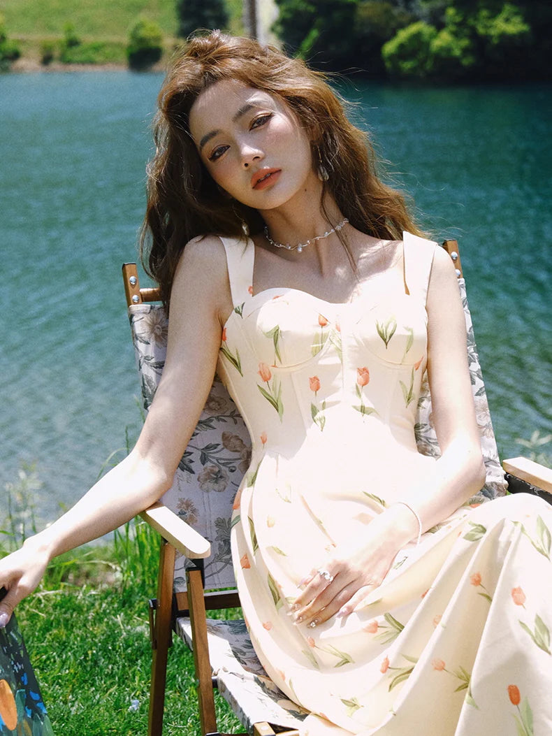 Ethereal Tulip Blossom Corset Dress