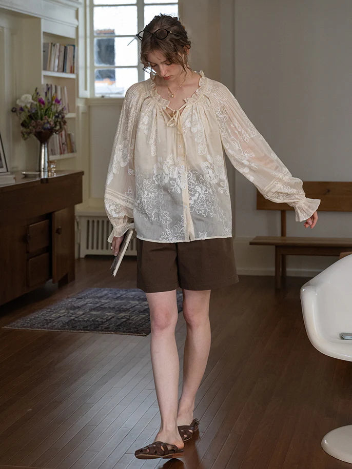 Ethereal Embroidered Lace Blouse