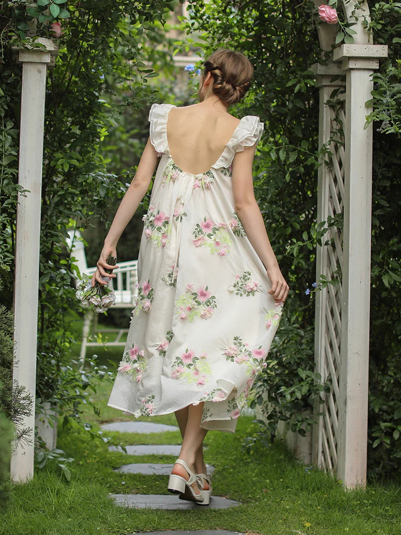 Blossom Whisper Embroidered Fairy Dress