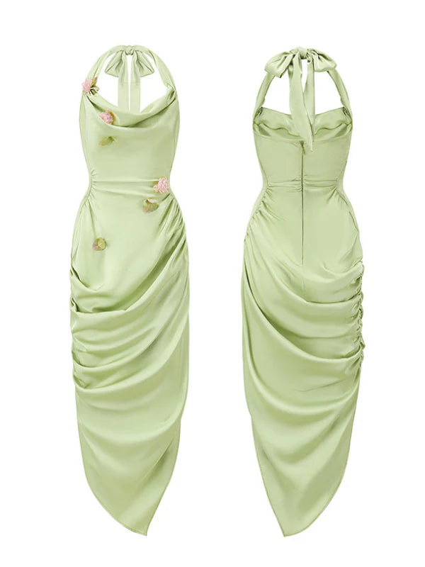 Draped Garden Bloom Halter Dress