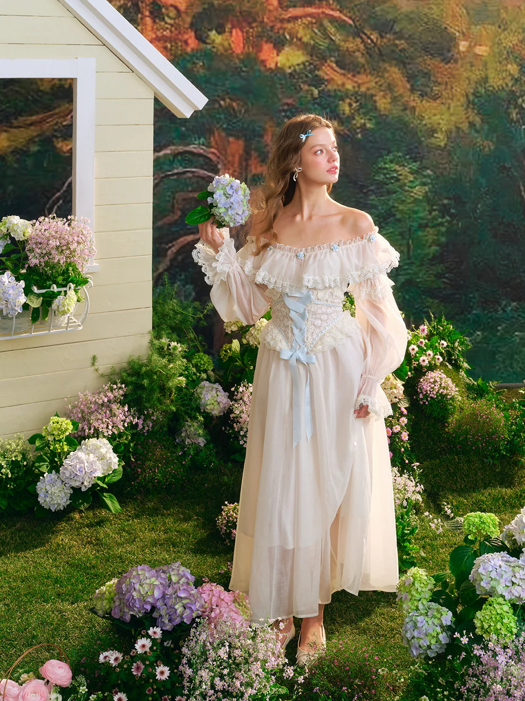Blue Blossom Corset Fairy Maxi Dress