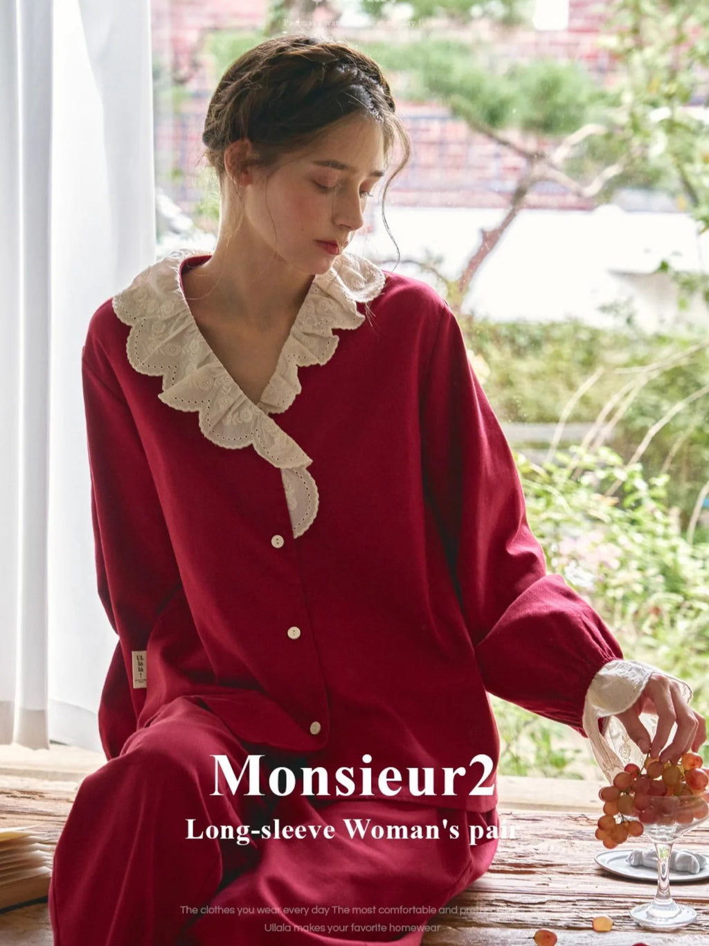 Autumn Romance Cotton Lace Pajama Set