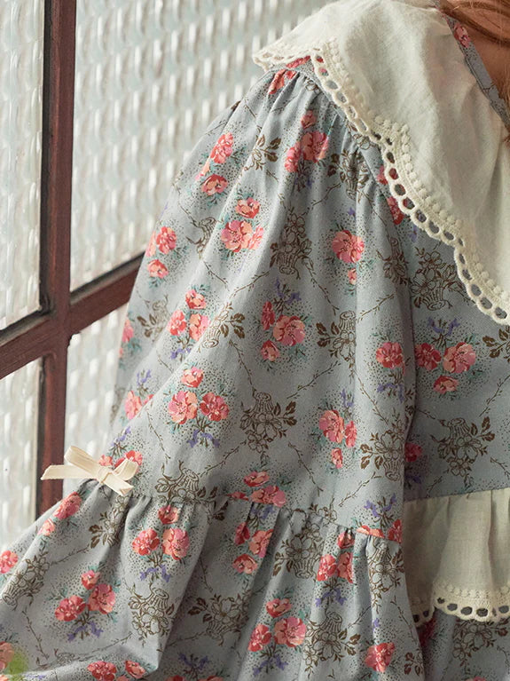 Whispering Blooms Lace-Trim Nightgown