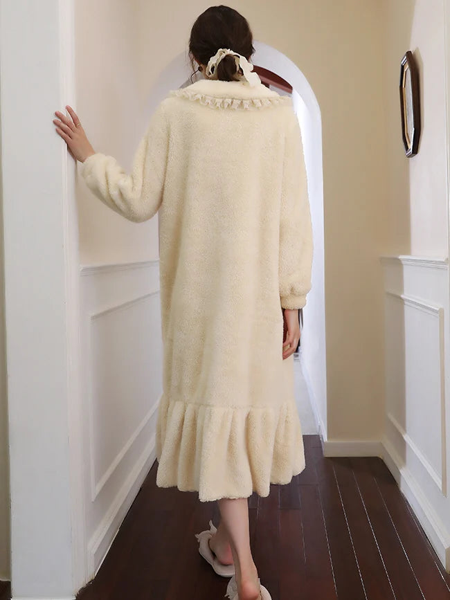 Cozy Dream Ruffle Trim Long Robe