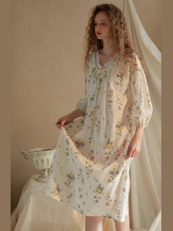 Blossom Whisper Vintage Cotton Nightgown