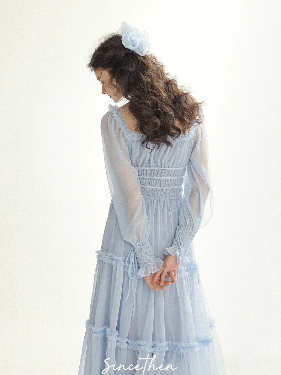 Fairy Light Blue Cloud Ruffle Dress