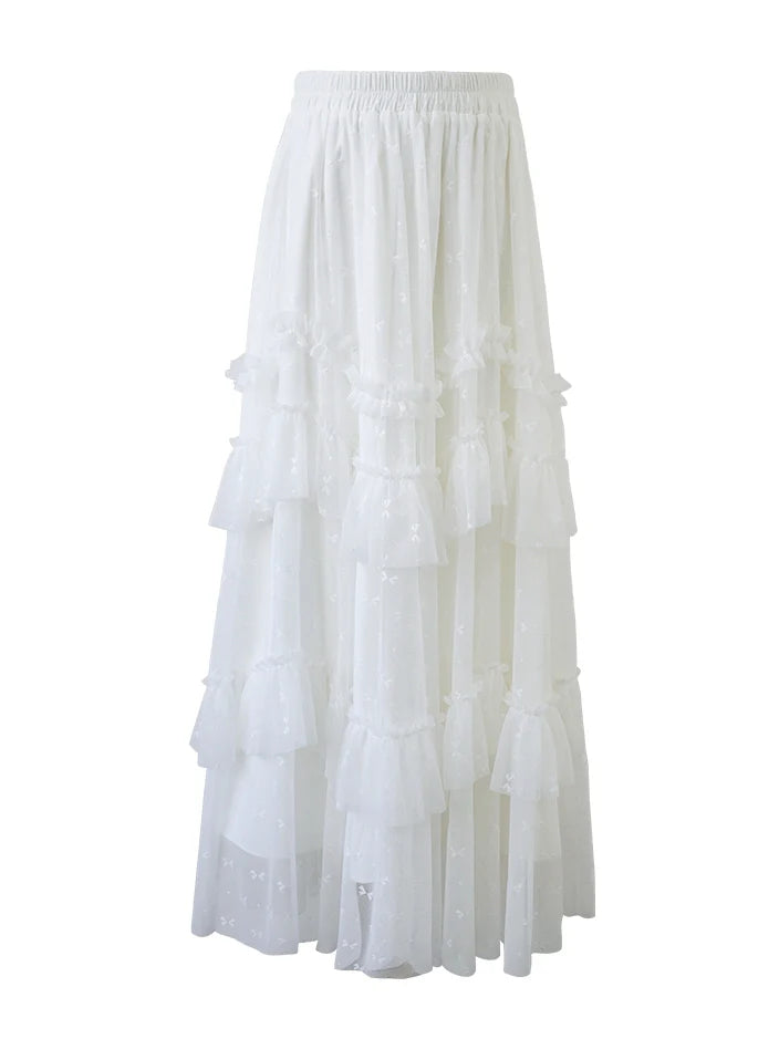 Ethereal Layered White Tulle Skirt