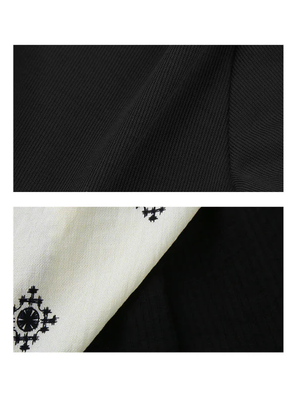 Black Tassel Embroidery Layered Dress