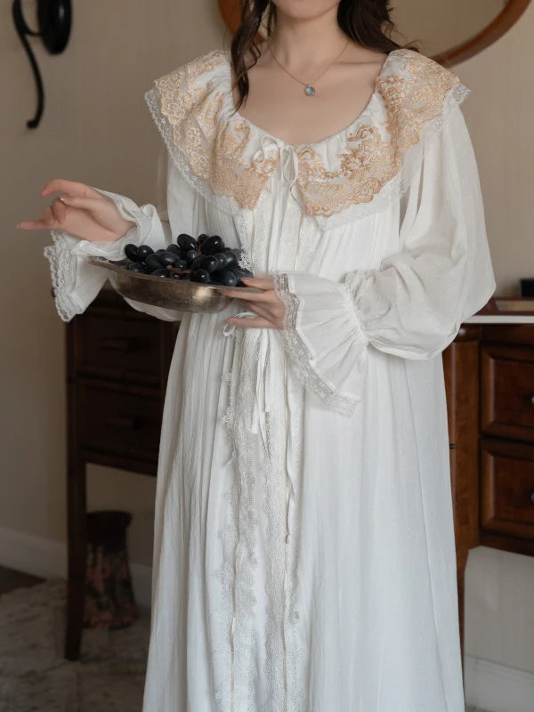 Golden Orchard Two-Piece Lace Loungewear Set