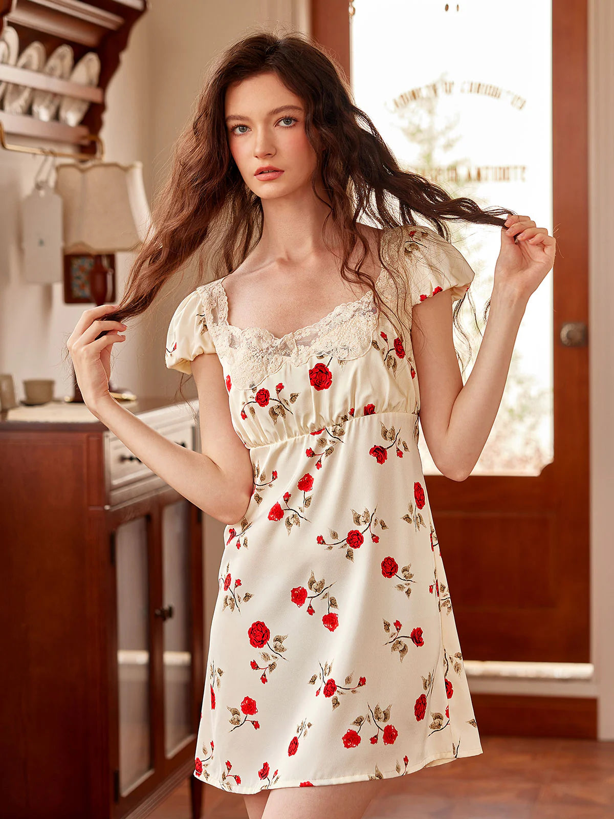 Rose Garden Lace-Trimmed Nightdress