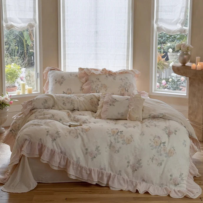 Blush Rose Vintage Floral Bedding Set