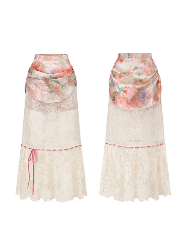 Watercolor Vintage Lace Skirt