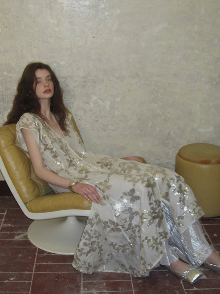 Golden Butterfly Sheer Cardigan Dress