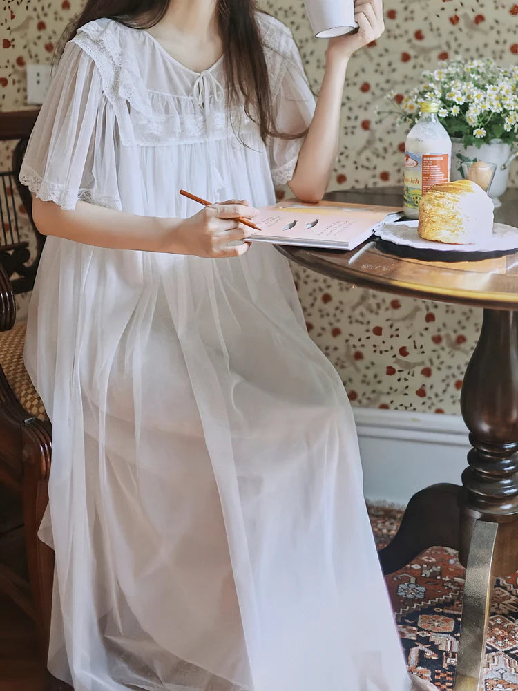 Ruffled Lace Sheer Nightgown