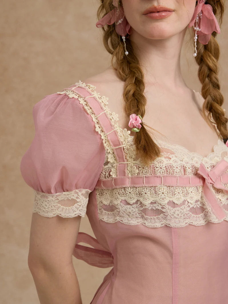 Blush Lace Ribbon Fairytale Dress