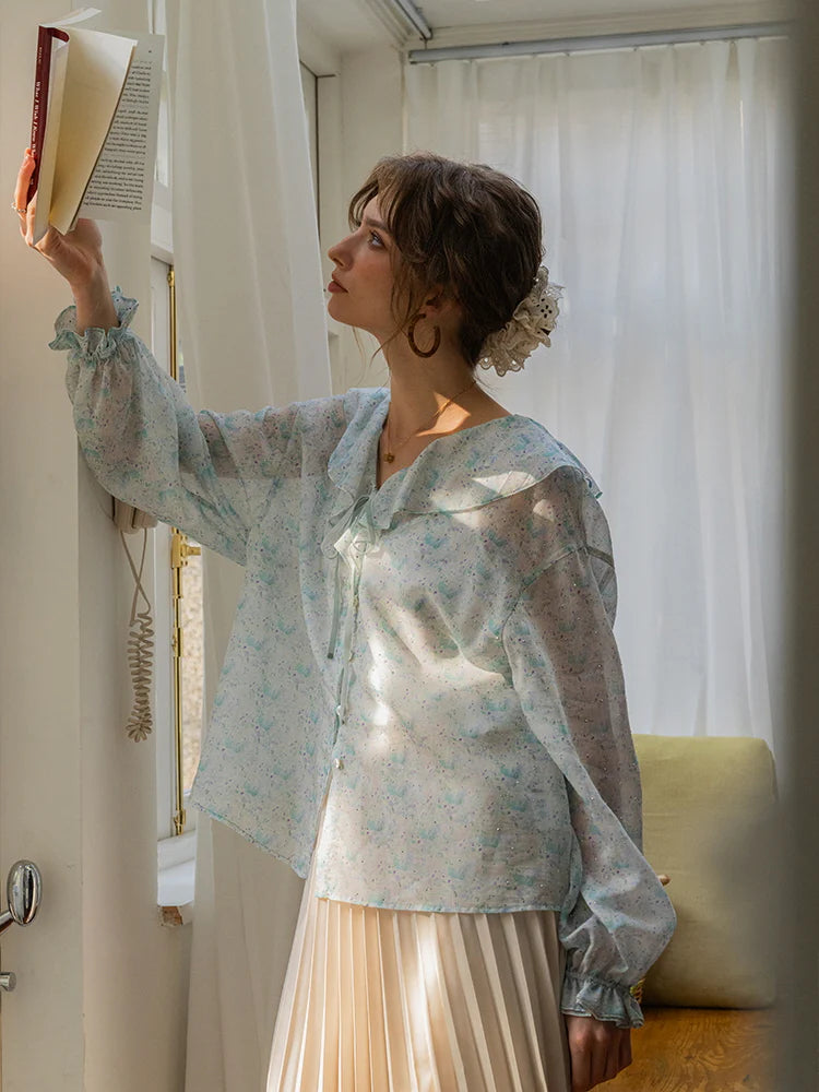 Ethereal Watercolor Sheer Blouse