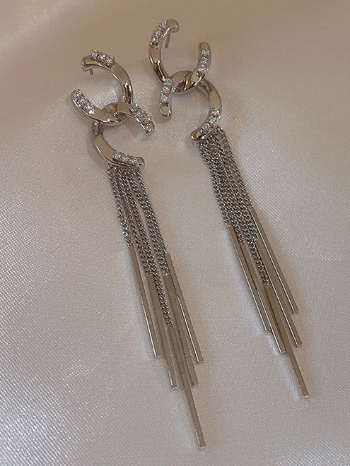 Elegant Double C Chain Earrings