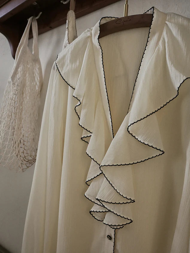 Timeless Ruffle Edge Vintage Blouse