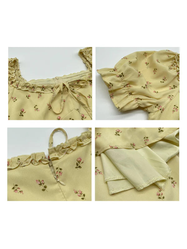 Lemon Blossom Ruffle Midi Dress