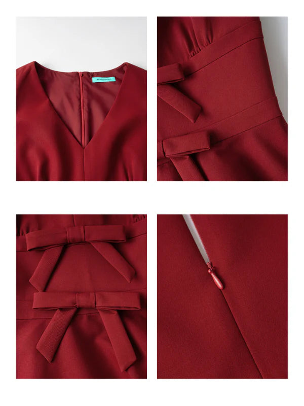 Double Ribbon Waist Classic Flare Dress