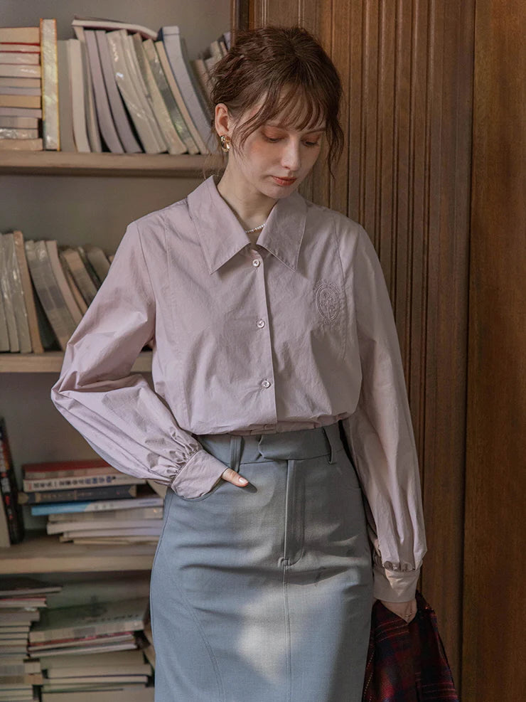 Lavender Blossom Embroidered Blouse