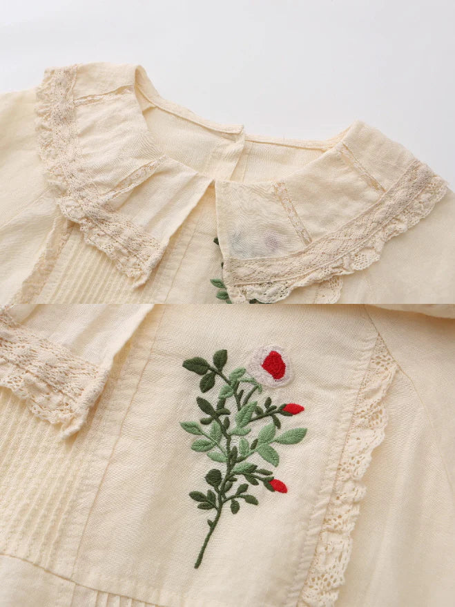 Mori Garden Embroidered Linen Dress