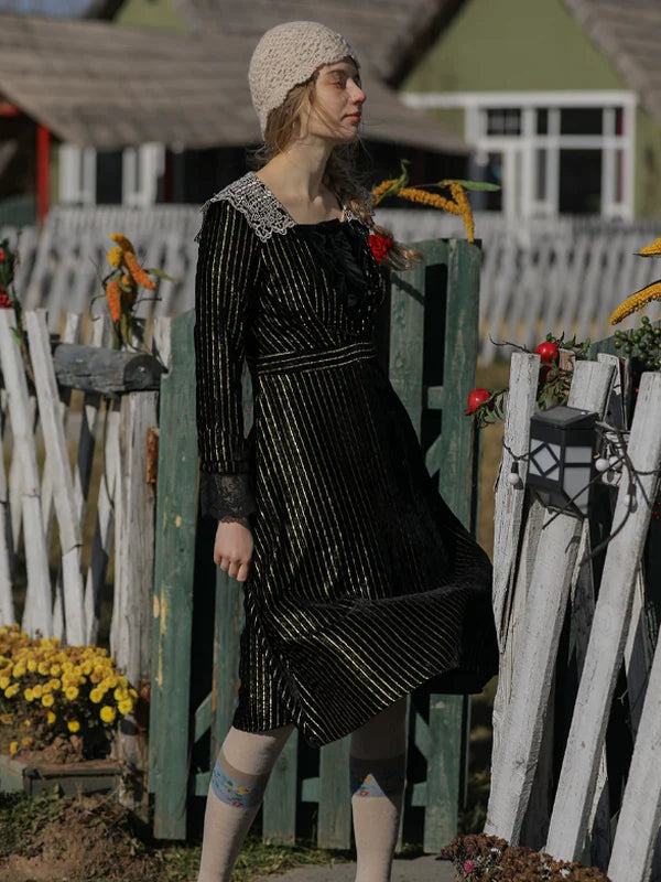 Golden Twilight Lace Dress