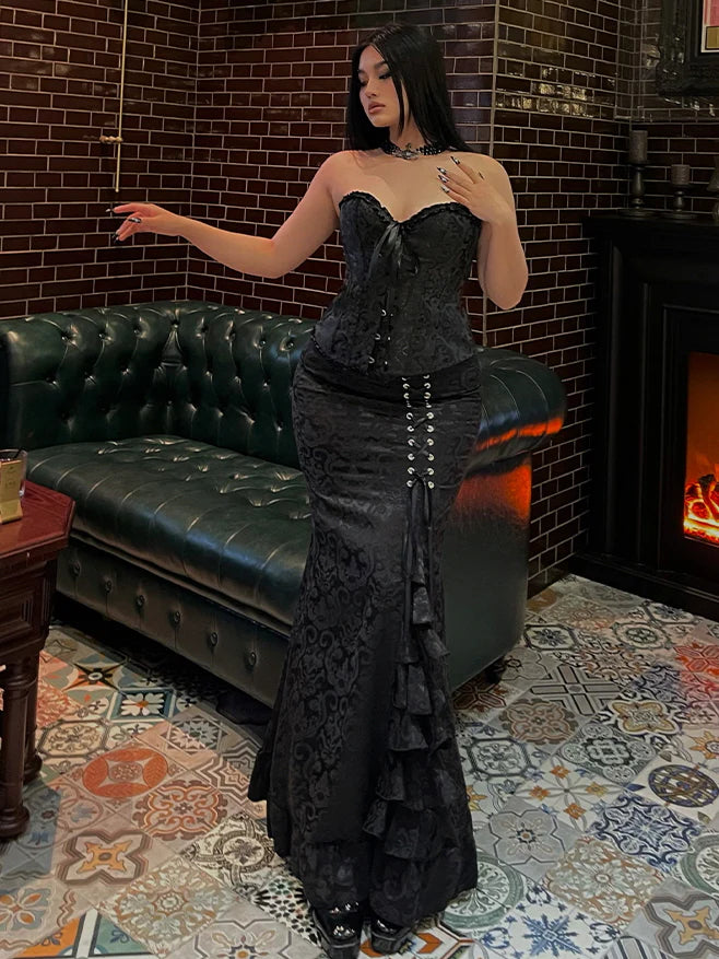 Midnight Baroque Corset & Ruffle Skirt