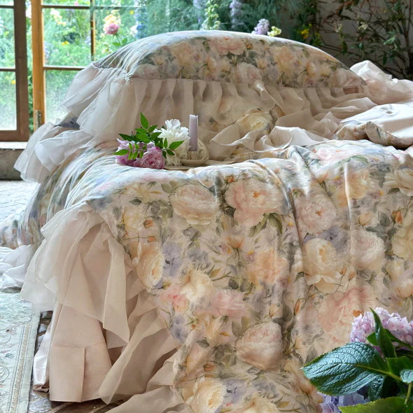 Blossom Garden Soft Pastel Ruffle Bedding Set