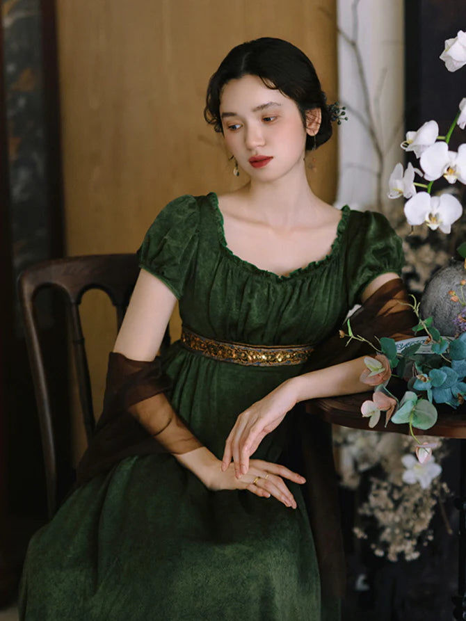 Enchanted Forest Velvet Empire Dress