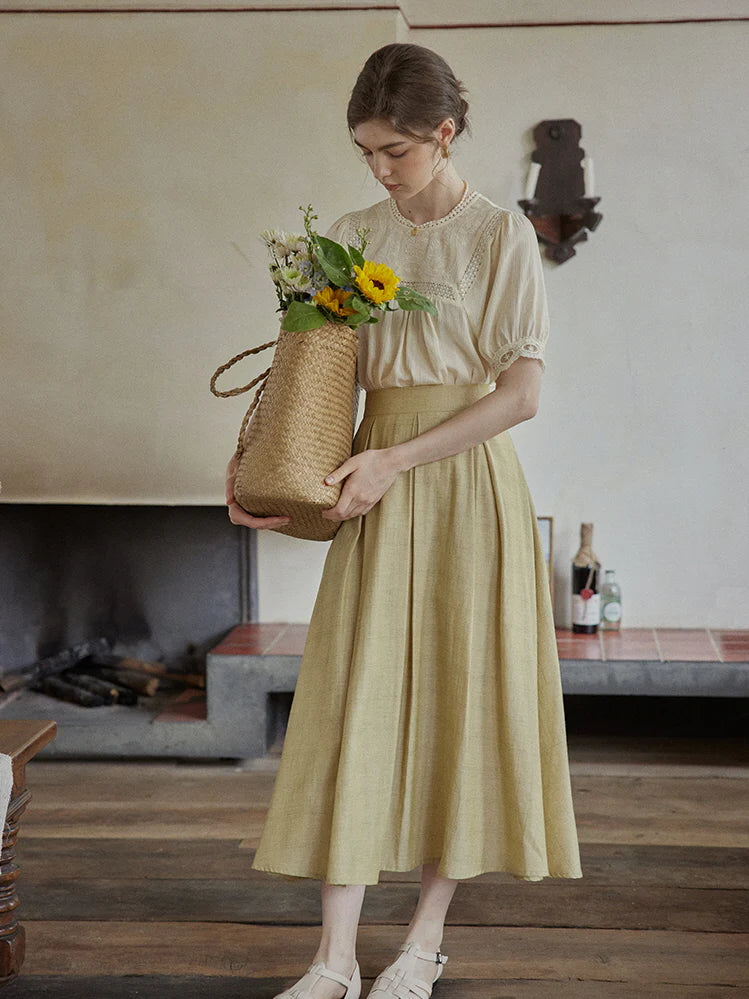 Delicate Floral Lace Trim Blouse
