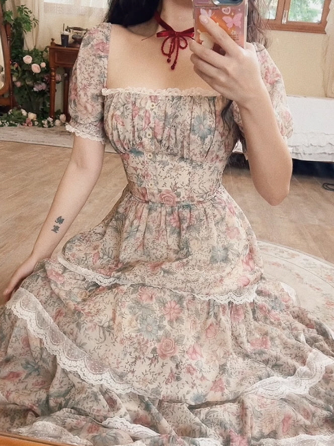 Antique Rose Lace Corset Dress