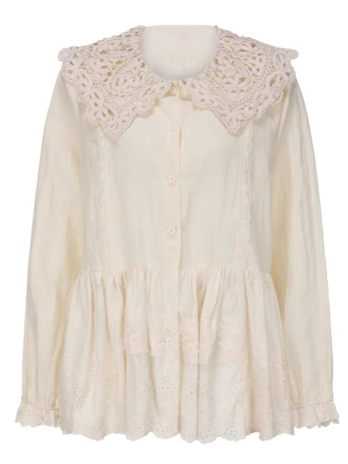 Lace Collar Peplum Blouse