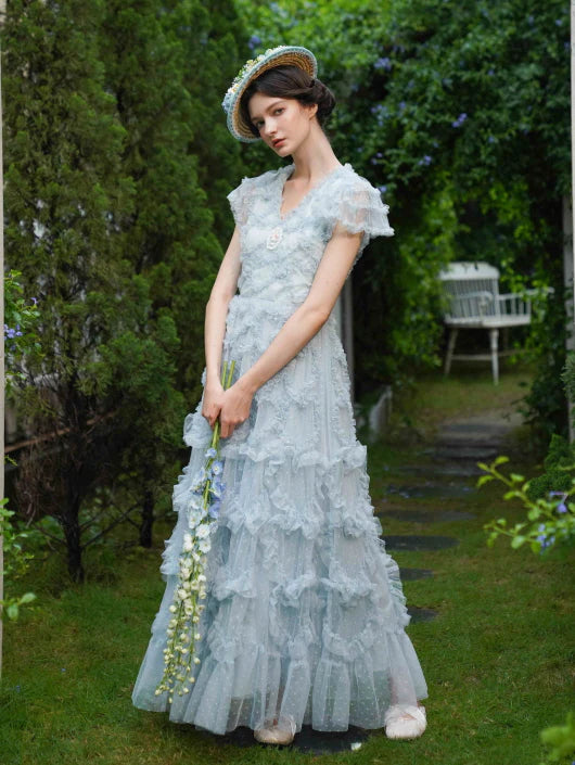 Light Blue Princess Ruffle Garden Dress