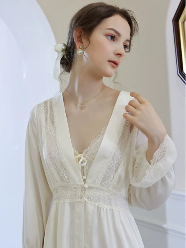 Snowy Lace Elegance Nightgown