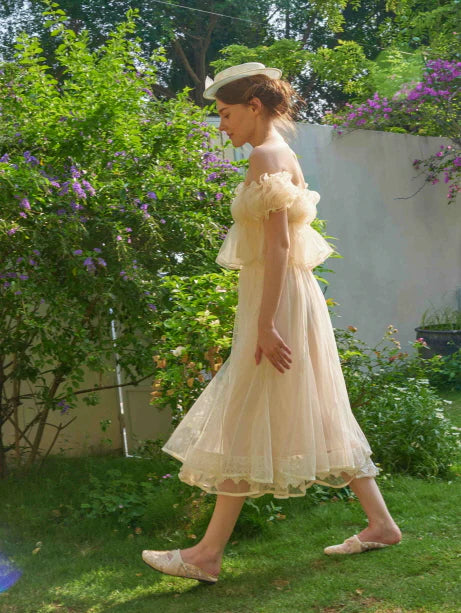 Whipped Cream Ruffle Sheer Top