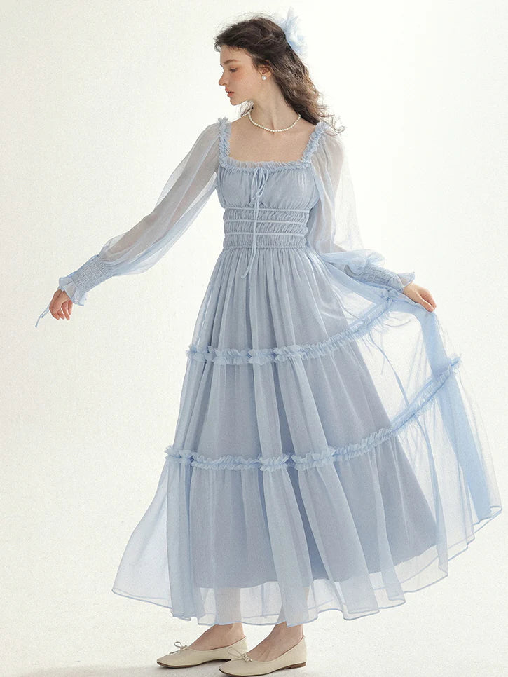 Fairy Light Blue Cloud Ruffle Dress