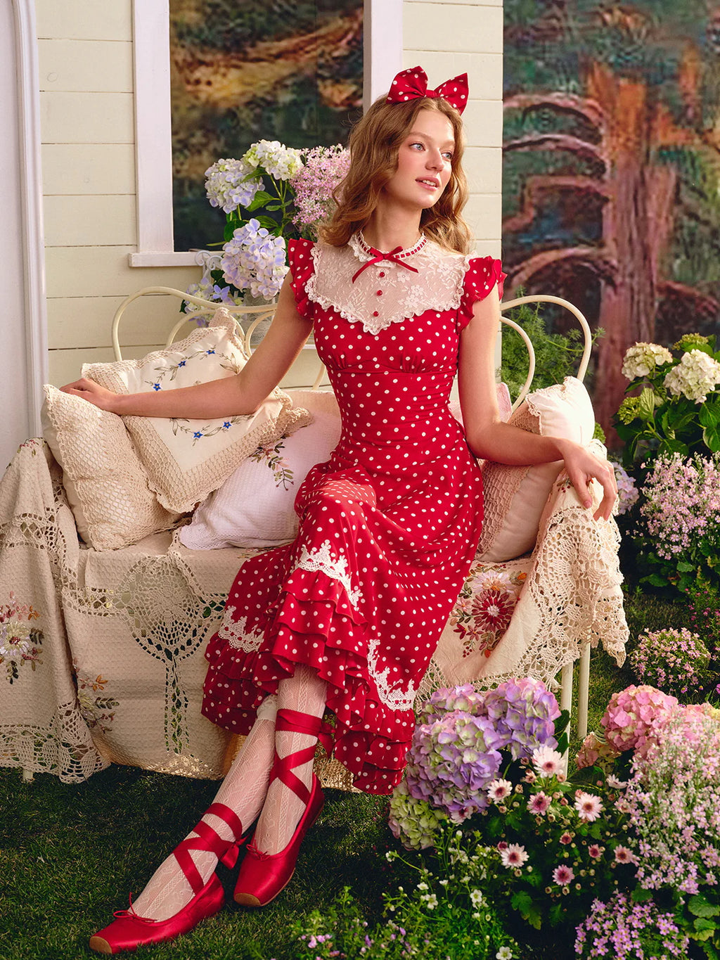 Sweetheart Cottage Polka Dot Dress