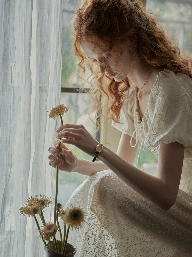 Enchanted Embroidered Puff Sleeve Dress