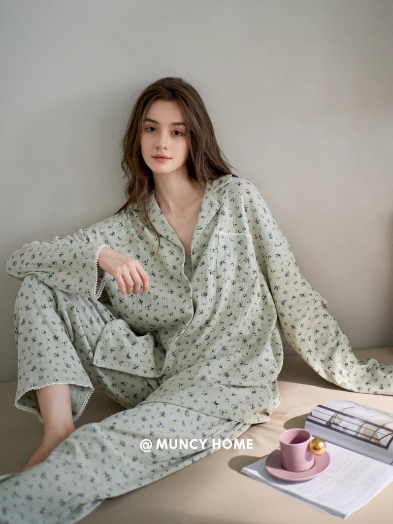 Pastel Floral Cotton Pajama Set