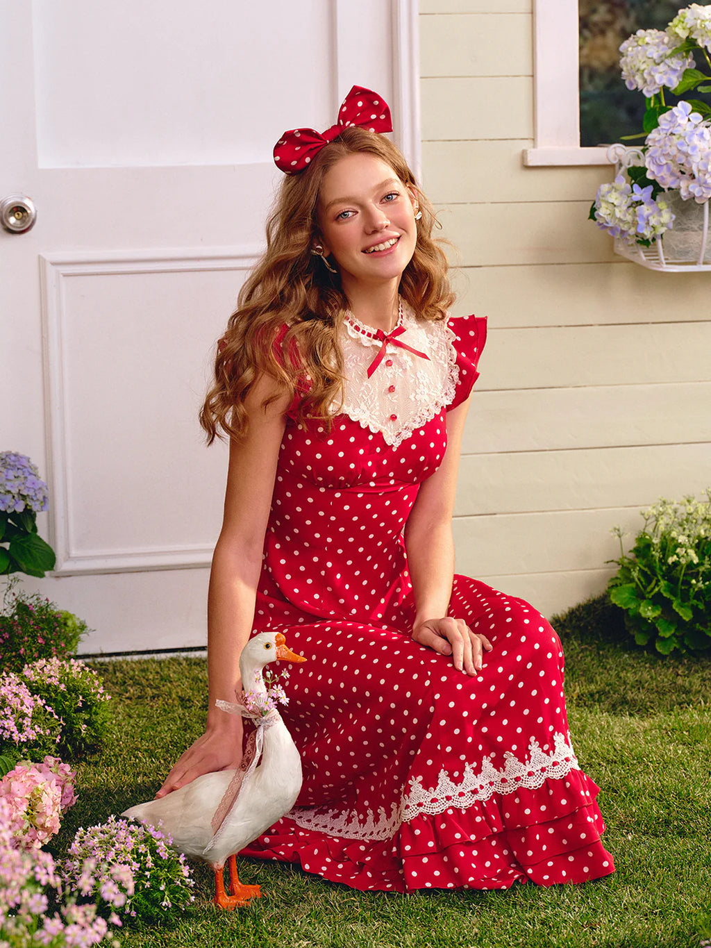Sweetheart Cottage Polka Dot Dress