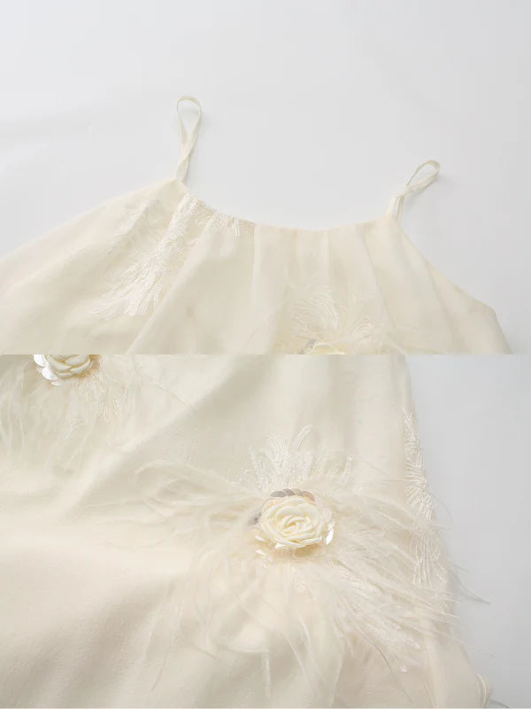 Ivory Feather Bloom Slip Dress
