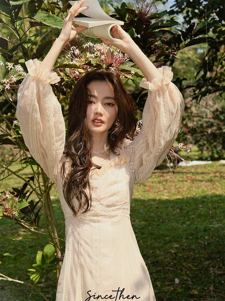 Elara's Dreamy Garden Pink Dress