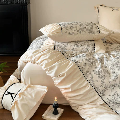 French Vintage Floral Cream Bedding Set
