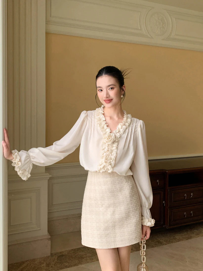 Romantic Ruffle Rose Blouse