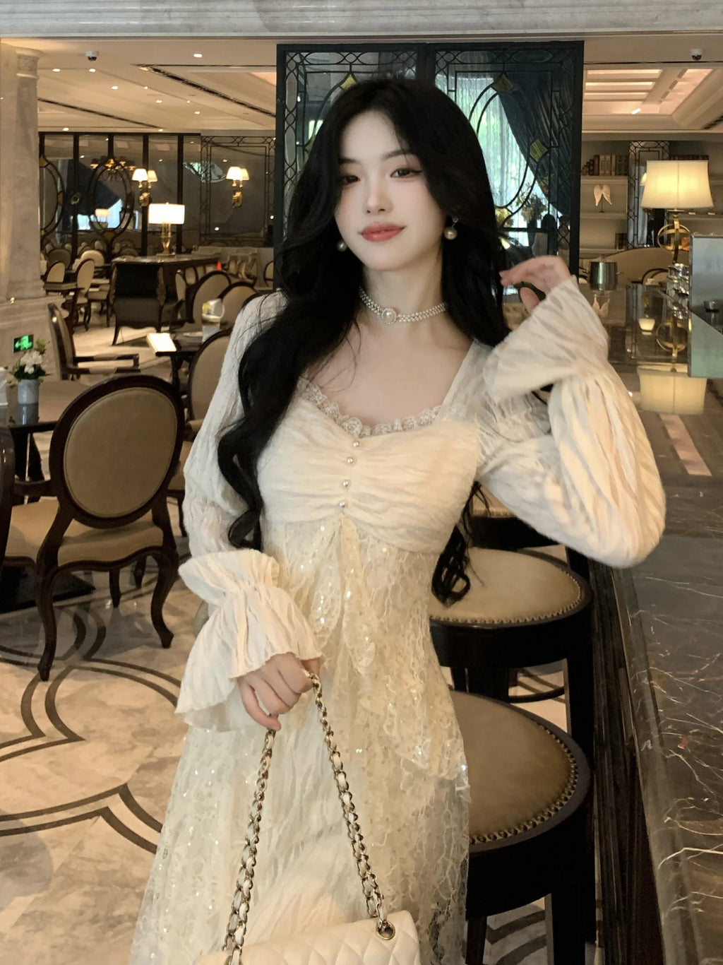 Ethereal Lace Sequin Dream Dress